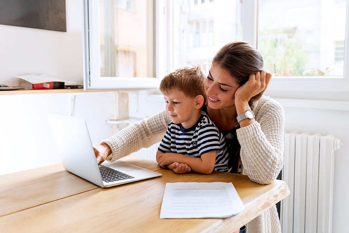 Mother Son with Laptop